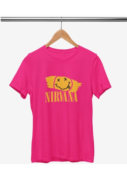Nirvana Baskılı / Kadın Çok Renkli T-Shirt %100 Pamuk Regular Fıt Rahat Kalıp fiyatları