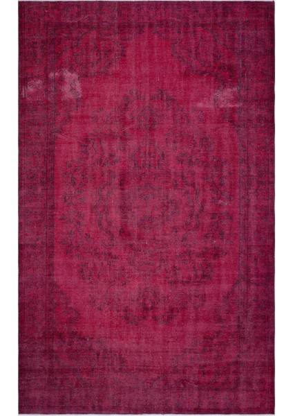 Atina Kırmızı Eskitme Yün Modern Desenli Yün Hav Toz Vermez Leke Tutmayan Salon Yolluk Mutfak El Dokuma Halı