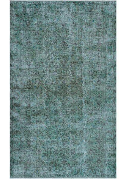 Atina Turkuaz Eskitme Yün Modern Desenli Yün Hav Toz Vermez Leke Tutmayan Salon Yolluk Mutfak El Dokuma Halı