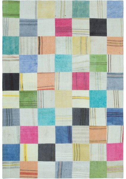 Girit Bej Çizgili Yün Modern Desenli Yün Hav Toz Vermez Leke Tutmayan Salon Yolluk Mutfak El Dokuma Halı