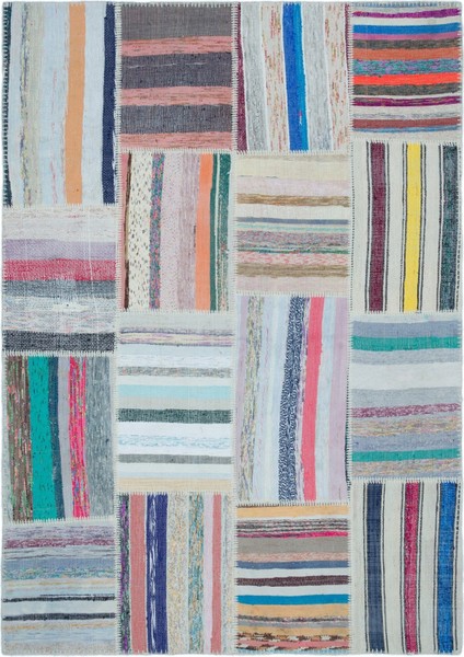 Girit Kahverengi Çizgili Yün Modern Desenli Yün Hav Toz Vermez Leke Tutmayan Salon Yolluk Mutfak El Dokuma Halı