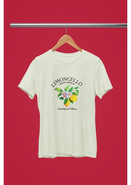 Lımoncello Baskılı / Kadın Çok Renkli T-Shirt %100 Pamuk Regular Fıt Rahat Kalıp fiyatları