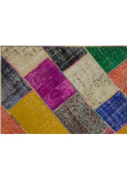 Turuncu Patchwork Yün Modern Desenli Yün Hav Toz Vermez Leke Tutmayan Salon Yolluk Mutfak El Dokuma Halı fırsatları