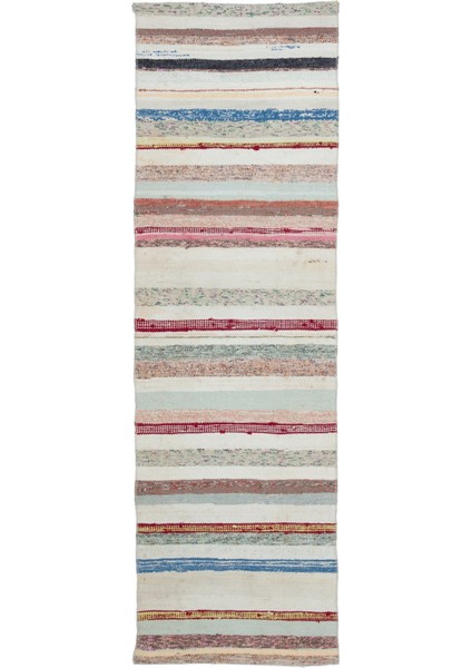 Girit Bej Çizgili Yün Modern Desenli Yün Hav Toz Vermez Leke Tutmayan Salon Yolluk Mutfak El Dokuma Halı