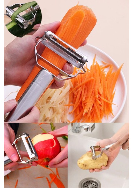 Çok Amaçlı Jülyen Soyucu Meyve Sebze Soyacak Salatalık Kabak Havuç Elma Soyacağı Çift Foksiyonlu