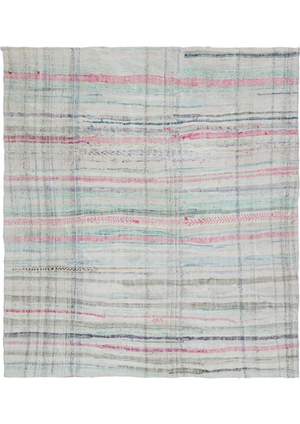 Girit Bej Çizgili Yün Modern Desenli Yün Hav Toz Vermez Leke Tutmayan Salon Yolluk Mutfak El Dokuma Halı