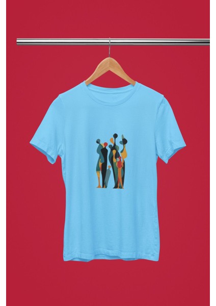 Bohem Desen Baskılı / Kadın Çok Renkli T-Shirt %100 Pamuk Regular Fıt Rahat Kalıp fiyatları