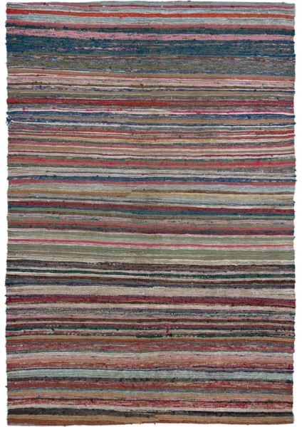 Girit Bej Çizgili Yün Modern Desenli Yün Hav Toz Vermez Leke Tutmayan Salon Yolluk Mutfak El Dokuma Halı