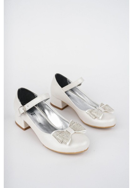 Fiyonklu Taşlı Kız Çocuk Abiye Ayakkabı