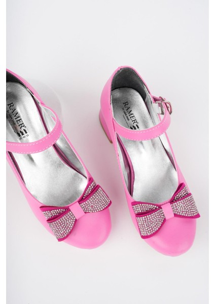 Fiyonklu Taşlı Kız Çocuk Abiye Ayakkabı modelleri