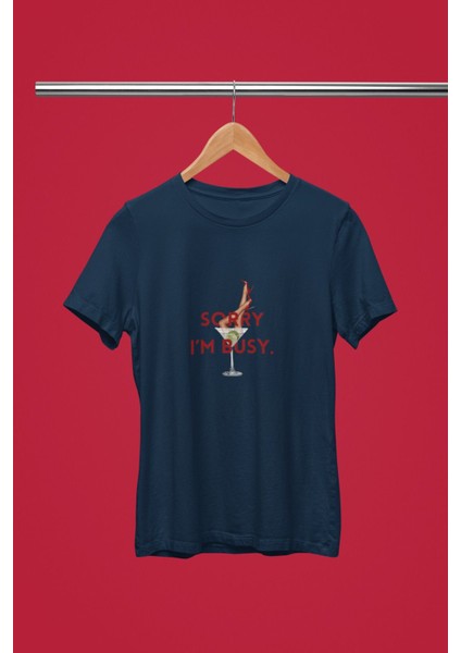 Sorry I'm Bussy Baskılı / Kadın Çok Renkli T-Shirt %100 Pamuk Regular Fıt Rahat Kalıp fiyatları