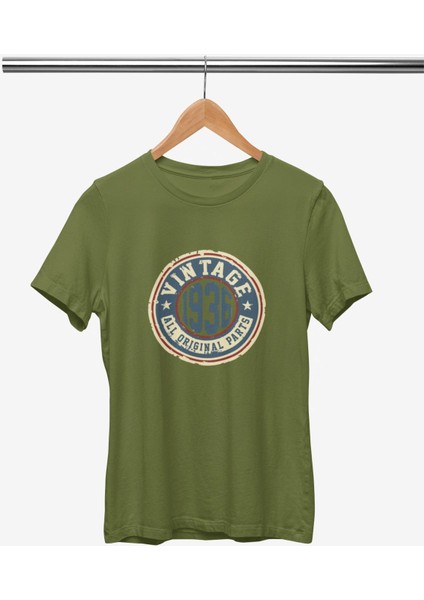 Vintage Baskılı / Kadın Çok Renkli T-Shirt %100 Pamuk Regular Fıt Rahat Kalıp fiyatları