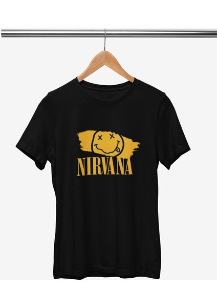 Nirvana Baskılı / Kadın Çok Renkli T-Shirt %100 Pamuk Regular Fıt Rahat Kalıp fiyatları