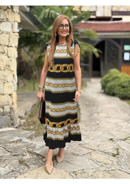 Kadın Omuzlardan Büzgülü Kayık Yaka Fırfırlı Janjan Krep Elbise 2xl-3xl-Desenli fiyatları