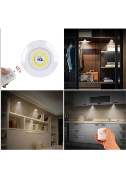 3 Lü Kumandalı Yapışkanlı Kablosuz Pilli LED Spot Lamba Işıldak 313040 modelleri