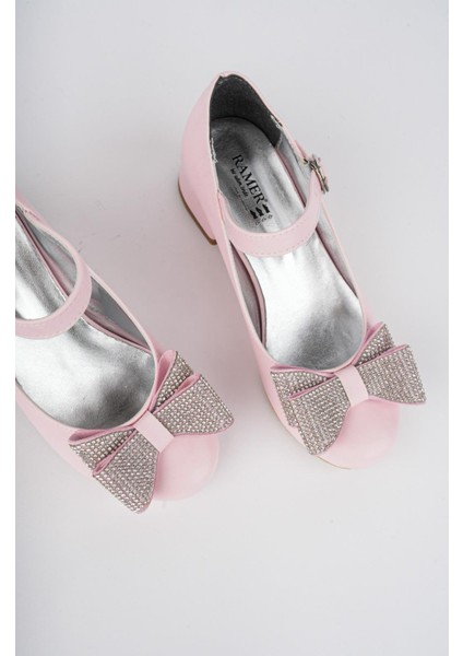 Fiyonklu Taşlı Kız Çocuk Abiye Ayakkabı modelleri