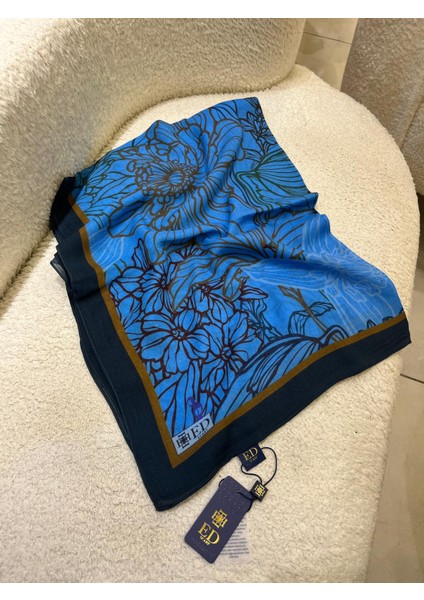 07 Ed Scarf Çiçek Dalgası Desenli Şal