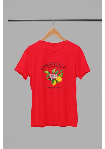 Lımoncello Baskılı / Kadın Çok Renkli T-Shirt %100 Pamuk Regular Fıt Rahat Kalıp fiyatları