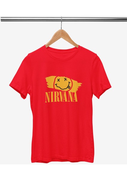 Nirvana Baskılı / Kadın Çok Renkli T-Shirt %100 Pamuk Regular Fıt Rahat Kalıp fiyatları