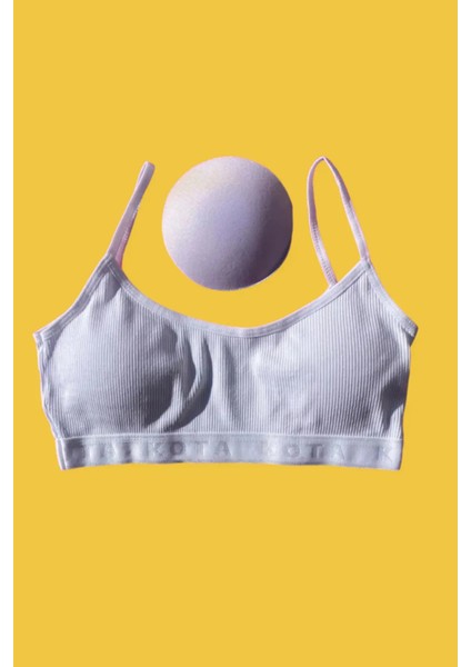 Kadın Fitilli Beyaz Ip Askılı Çıkarılabilir Pedli Büstiyer Yarım Atlet 3 Adet fiyatları