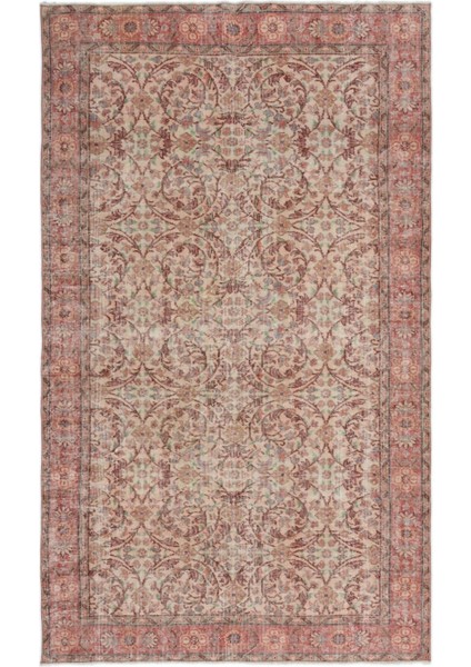 Atina Kırmızı Eskitme Yün Modern Desenli Yün Hav Toz Vermez Leke Tutmayan Salon Yolluk Mutfak El Dokuma Halı