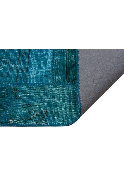 Mavi Patchwork Etnik Modern Desenli Yün Hav Toz Vermez Leke Tutmayan Salon Yolluk Mutfak El Dokuma Halı fiyatları