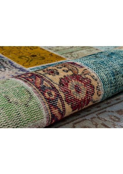 Bej Patchwork Etnik Modern Desenli Yün Hav Toz Vermez Leke Tutmayan Salon Yolluk Mutfak El Dokuma Halı fırsatları