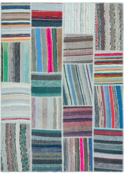 Teselya Bej Çizgili Yün Modern Desenli Yün Hav Toz Vermez Leke Tutmayan Salon Yolluk Mutfak El Dokuma Halı