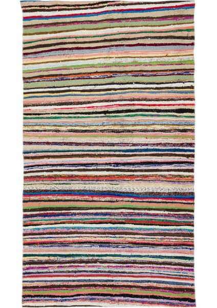 Teselya Bej Çizgili Yün Modern Desenli Yün Hav Toz Vermez Leke Tutmayan Salon Yolluk Mutfak El Dokuma Halı