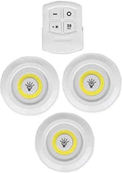 3'lü Uzaktan Kumandalı Yapışkanlı Kablosuz LED Spot Lamb A19