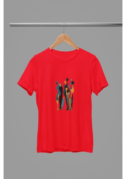 Bohem Desen Baskılı / Kadın Çok Renkli T-Shirt %100 Pamuk Regular Fıt Rahat Kalıp fiyatları