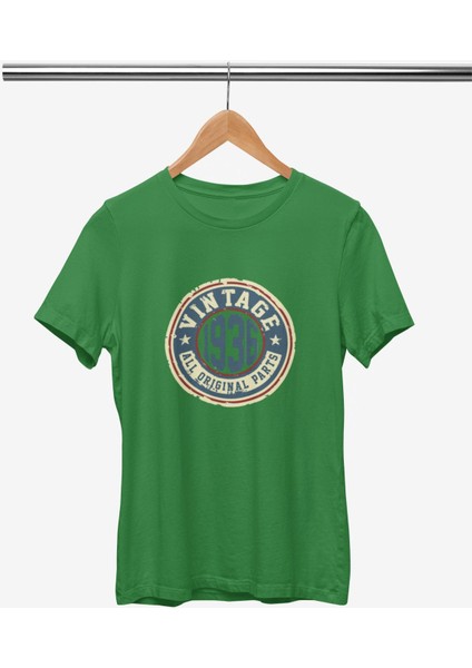 Vintage Baskılı / Kadın Çok Renkli T-Shirt %100 Pamuk Regular Fıt Rahat Kalıp fiyatları