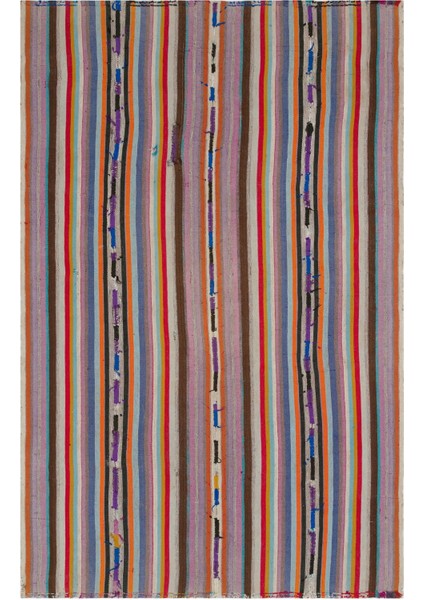 Girit Bej Çizgili Yün Modern Desenli Yün Hav Toz Vermez Leke Tutmayan Salon Yolluk Mutfak El Dokuma Halı