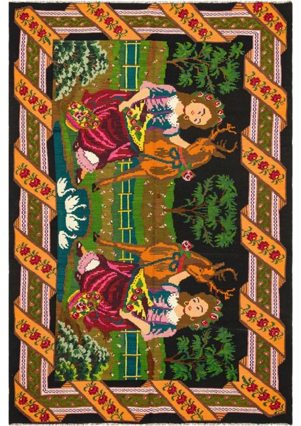 Atina Turkuaz Eskitme Yün Modern Desenli Yün Hav Toz Vermez Leke Tutmayan Salon Yolluk Mutfak El Dokuma Halı