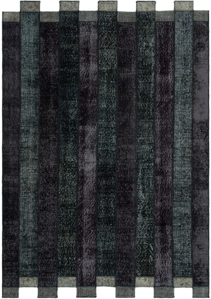 Iskece Siyah Eskitme Etnik Modern Desenli Yün Hav Toz Vermez Leke Tutmayan Salon Yolluk Mutfak El Dokuma Halı