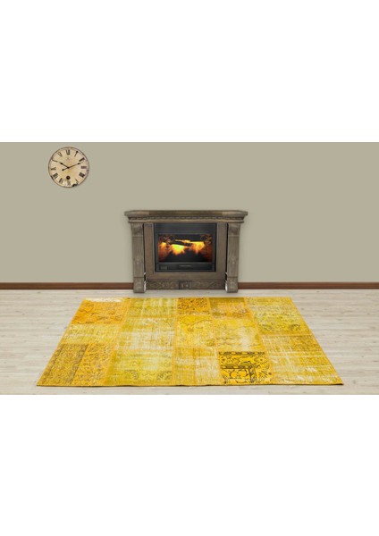 Turuncu Patchwork Etnik Modern Desenli Yün Hav Toz Vermez Leke Tutmayan Salon Yolluk Mutfak El Dokuma Halı modelleri