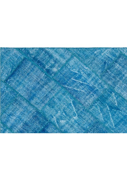 Mavi Patchwork Etnik Modern Desenli Yün Hav Toz Vermez Leke Tutmayan Salon Yolluk Mutfak El Dokuma Halı indirimleri