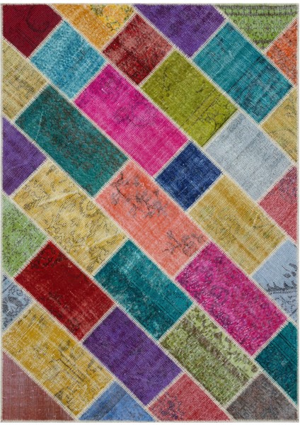 Iskece Bej Patchwork Etnik Modern Desenli Yün Hav Toz Vermez Leke Tutmayan Salon Yolluk Mutfak El Dokuma Halı