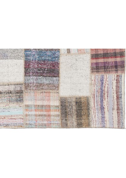 Bej Patchwork Etnik Modern Desenli Yün Hav Toz Vermez Leke Tutmayan Salon Yolluk Mutfak El Dokuma Halı indirimleri