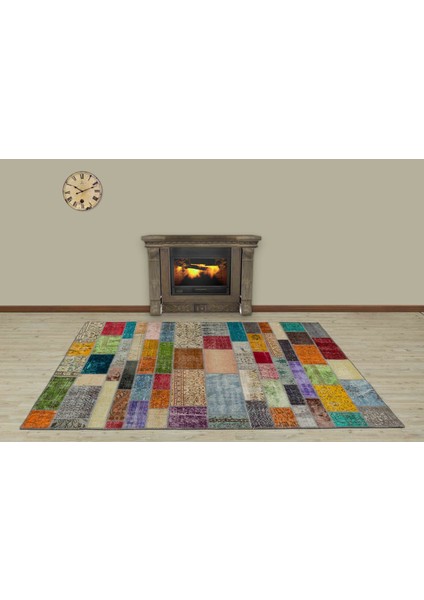 Bej Patchwork Etnik Modern Desenli Yün Hav Toz Vermez Leke Tutmayan Salon Yolluk Mutfak El Dokuma Halı fırsatları
