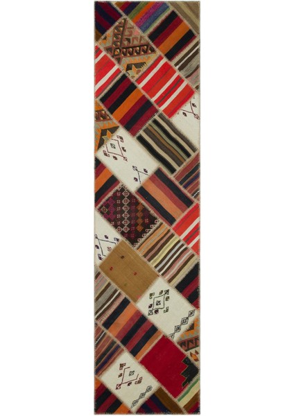 Teselya Bej Çizgili Yün Modern Desenli Yün Hav Toz Vermez Leke Tutmayan Salon Yolluk Mutfak El Dokuma Halı