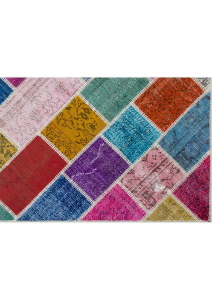 Mavi Patchwork Yün Modern Desenli Yün Hav Toz Vermez Leke Tutmayan Salon Yolluk Mutfak El Dokuma Halı fırsatları