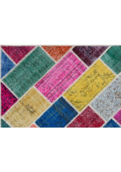 Mavi Patchwork Yün Modern Desenli Yün Hav Toz Vermez Leke Tutmayan Salon Yolluk Mutfak El Dokuma Halı indirimleri