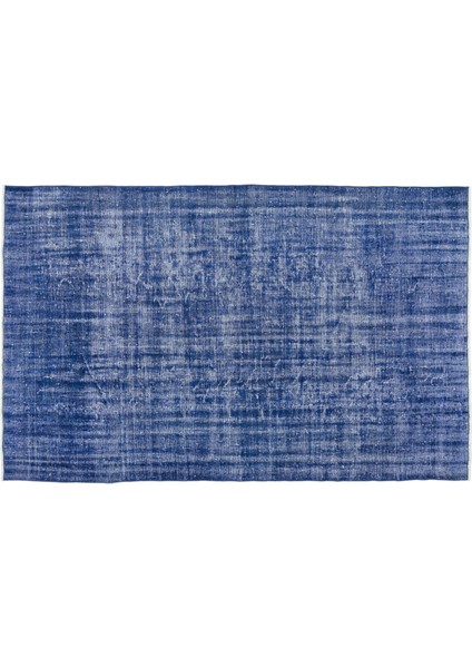 Mavi Eskitme Yün Modern Desenli Yün Hav Toz Vermez Leke Tutmayan Salon Yolluk Mutfak El Dokuma Halı