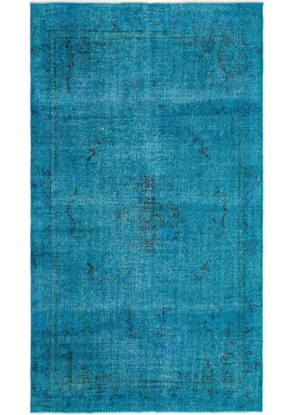 Atina Turkuaz Eskitme Yün Modern Desenli Yün Hav Toz Vermez Leke Tutmayan Salon Yolluk Mutfak El Dokuma Halı