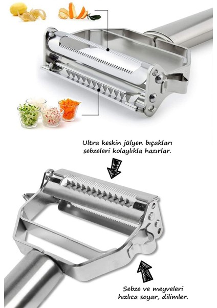 16563-11 Paslanmaz Çelik Inox Meyve Sebze Soyacak Çok Amaçlı Jülyen Dilimleyici indirimleri