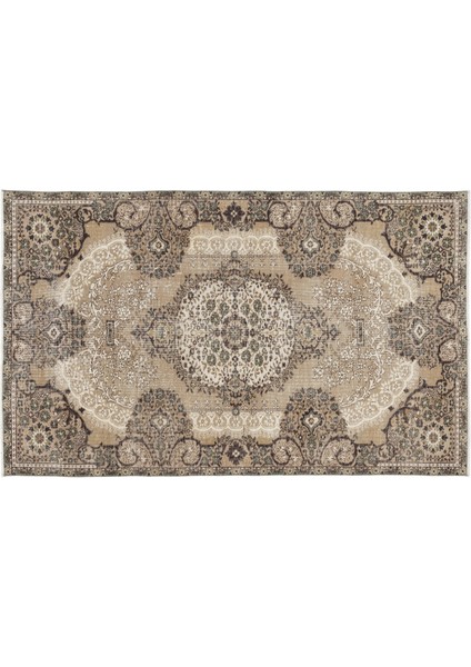 Kahverengi Göbekli Yün Modern Desenli Yün Hav Toz Vermez Leke Tutmayan Salon Yolluk Mutfak El Dokuma Halı