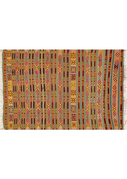 Turuncu Geometrik Yün Modern Desenli Yün Hav Toz Vermez Leke Tutmayan Salon Yolluk Mutfak El Dokuma Halı