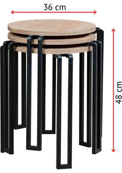 Linea Zigon 3’lü Sehpa Seti Beyaz | Metal Gövde & Ahşap Tabla indirimleri