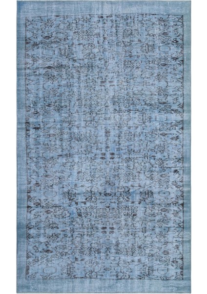 Atina Turkuaz Eskitme Yün Modern Desenli Yün Hav Toz Vermez Leke Tutmayan Salon Yolluk Mutfak El Dokuma Halı